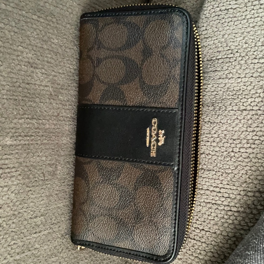 Dark and light brown coach wallet